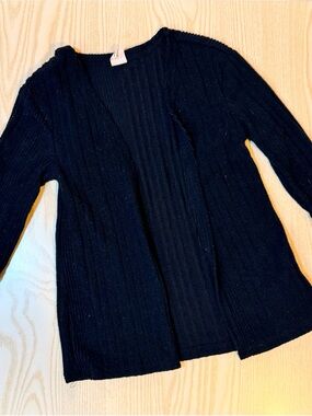 SHEIN Black Ribbed Open-Front Cardigan